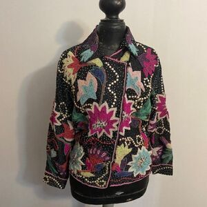 French Collezioni beaded Floral jacket, size Medium